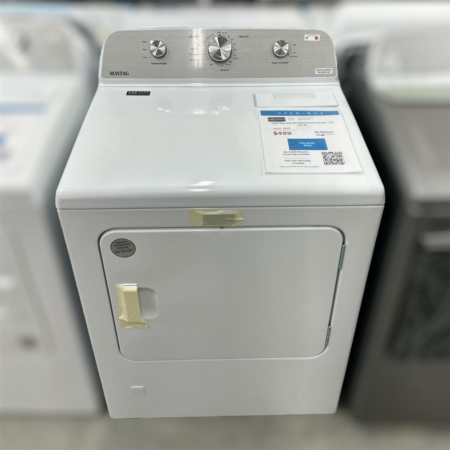 *OF*New, Open Box: Maytag Gas Wrinkle Prevent Dryer - 7.0 cu. ft. - 63CAO315