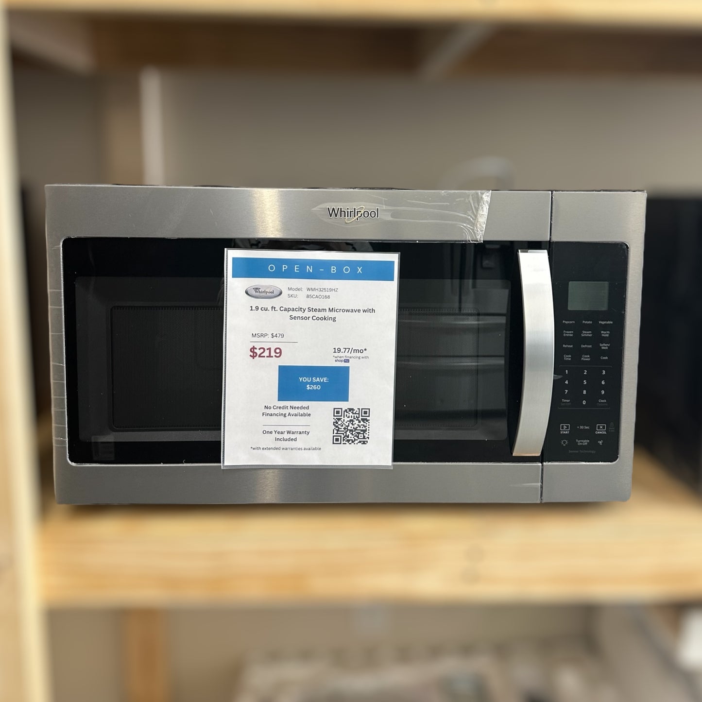 Whirlpool 1.9 cu. ft. Capacity Steam Microwave with Sensor Cooking - 85CAO168 - WMH32519HZ