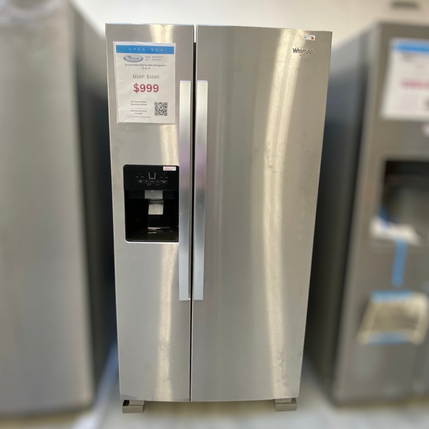 Whirlpool 33-inch Wide Side-by-Side Refrigerator - 21 cu. ft. - 153CAO569 - WRS331SDHM