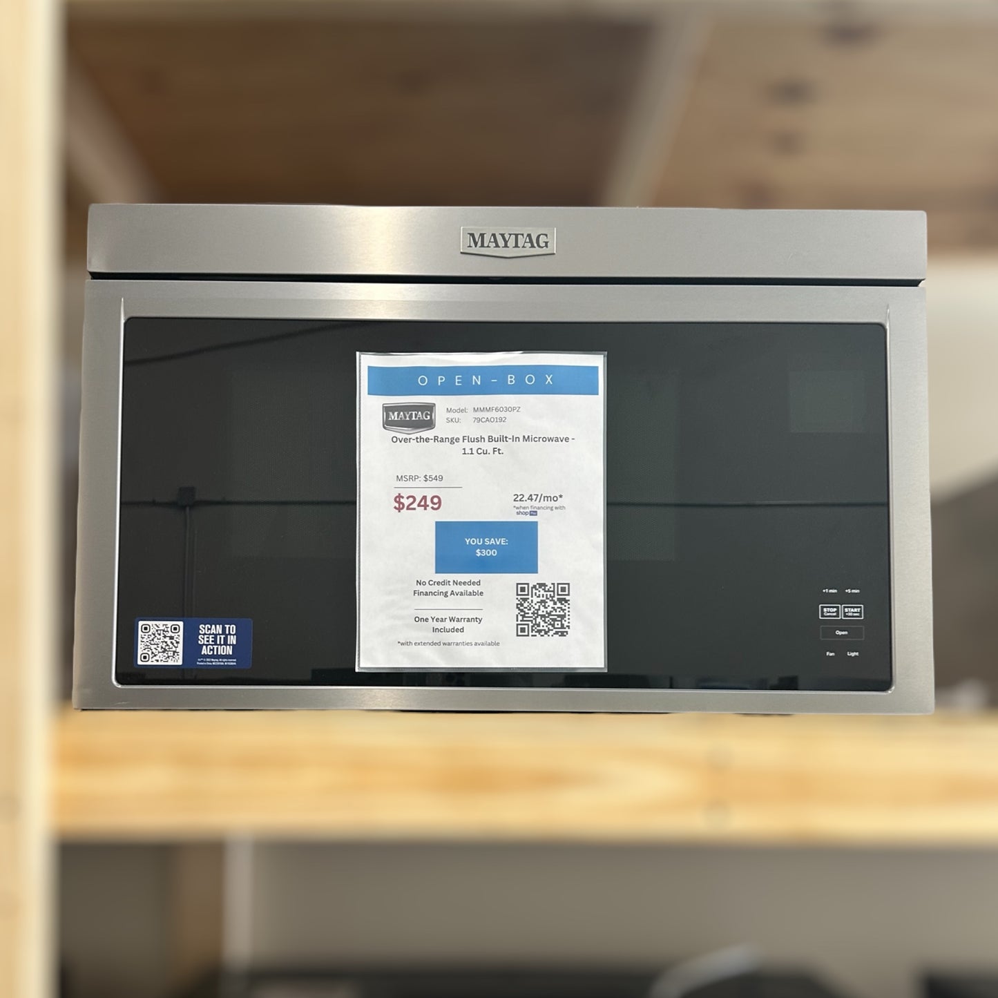 Maytag Over-the-Range Flush Built-In Microwave - 1.1 Cu. Ft. - 79CAO192 - MMMF6030PZ