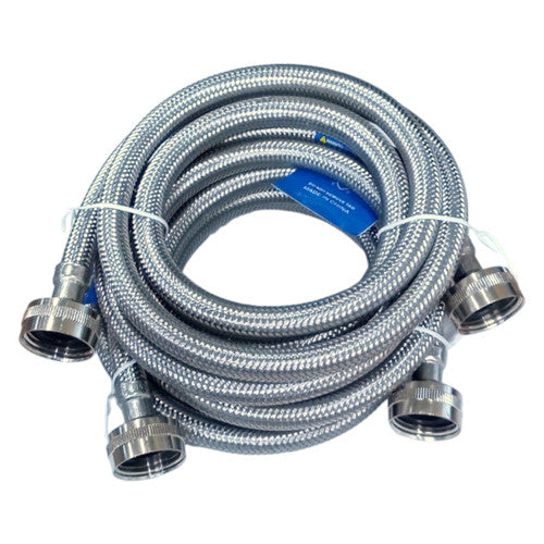 6' Stainless Steel Washing Machine Fill Hoses Set