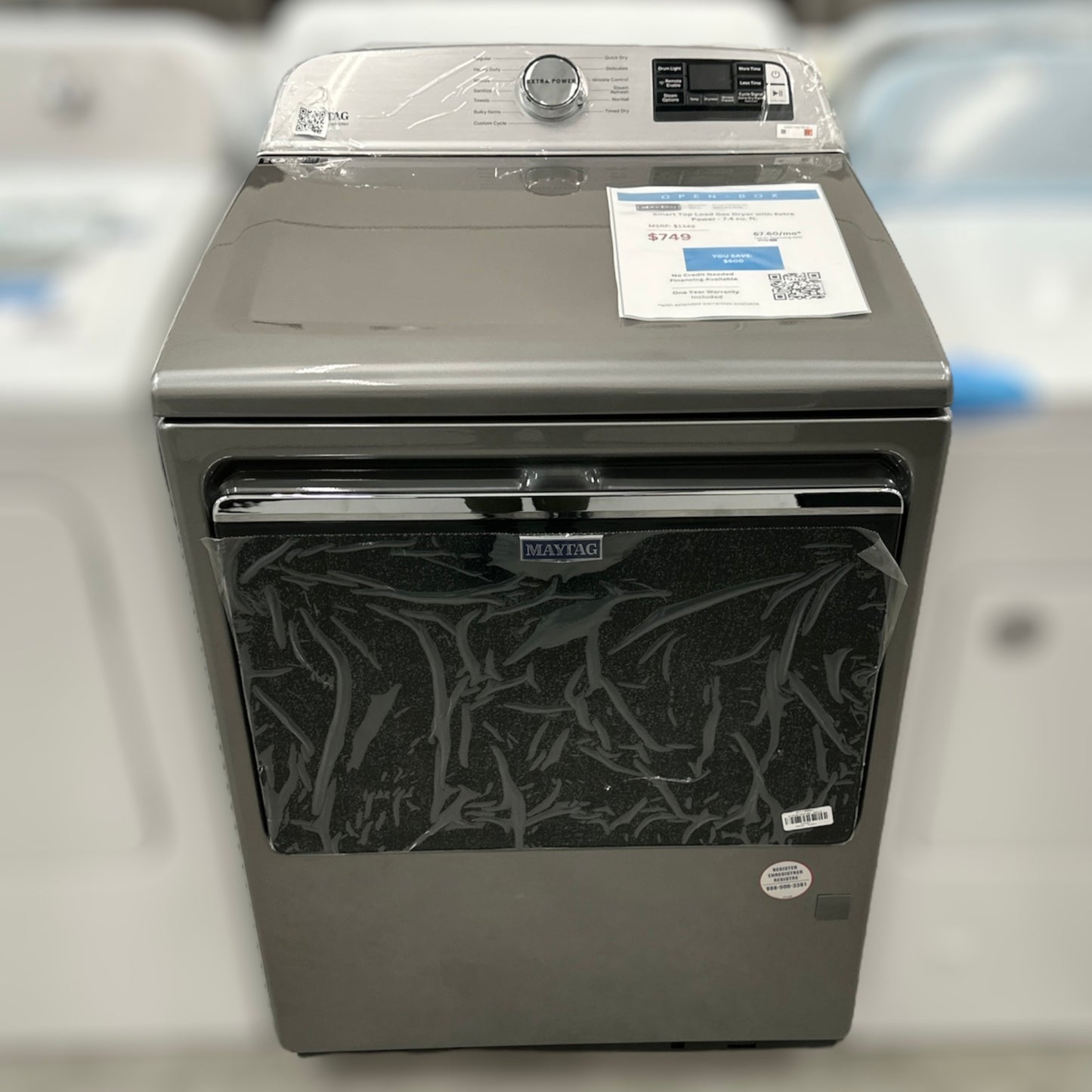 *OF*New, Open Box: Maytag Smart Gas Dryer with Extra Power - 7.4 cu. ft. - 66CAO472