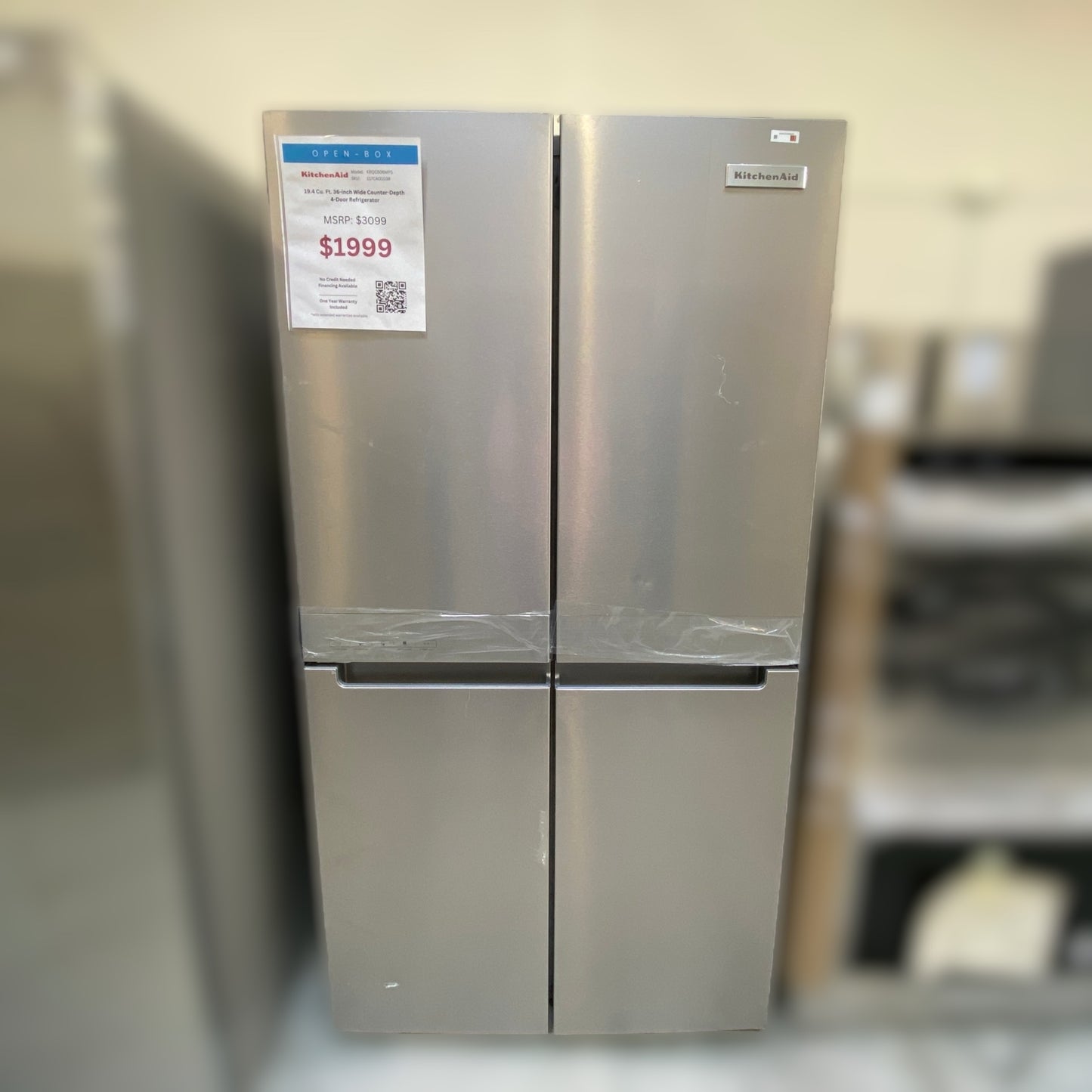 New, Open Box: KitchenAid 19.4 Cu. Ft. 36-inch Wide Counter-Depth 4-Door Refrigerator - 117CAO1038