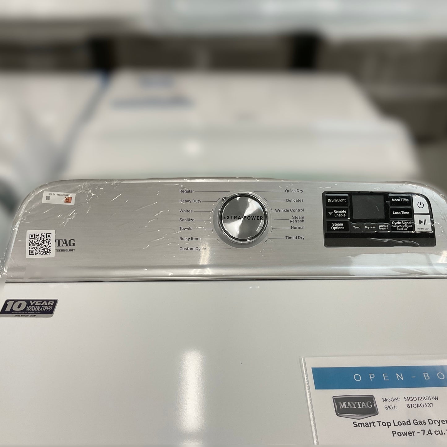 *OF*New, Open Box: Maytag Smart Gas Dryer with Extra Power - 7.4 cu. ft. - 67CAO437