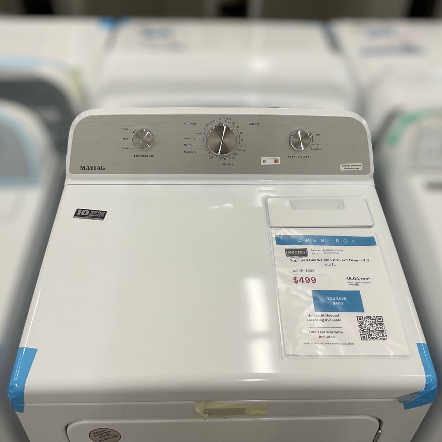 *OF*New, Open Box: Maytag Gas Wrinkle Prevent Dryer - 7.0 cu. ft. - 65CAO315