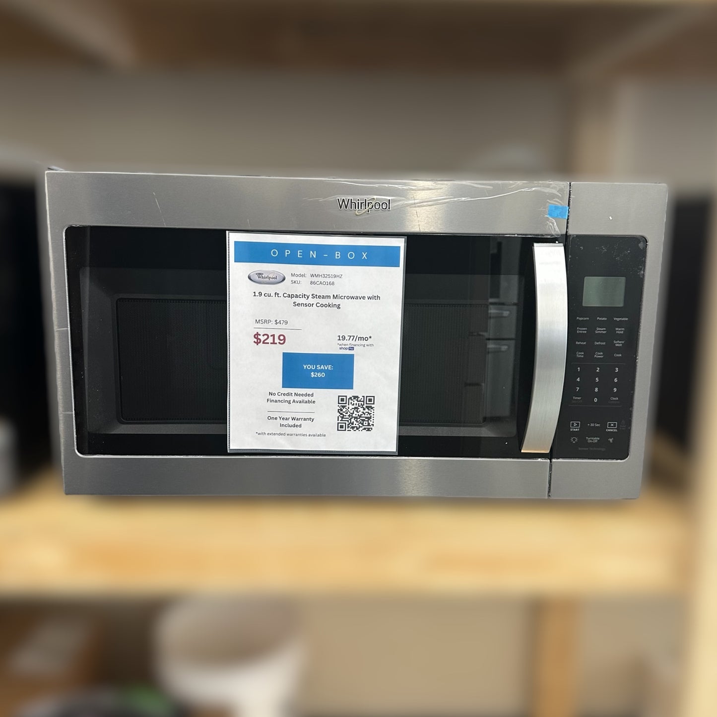 Whirlpool 1.9 cu. ft. Capacity Steam Microwave with Sensor Cooking - 86CAO168 - WMH32519HZ