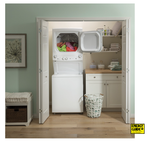 GE- GUD27ESSMWW - 27 Inch Electric Laundry Center - White