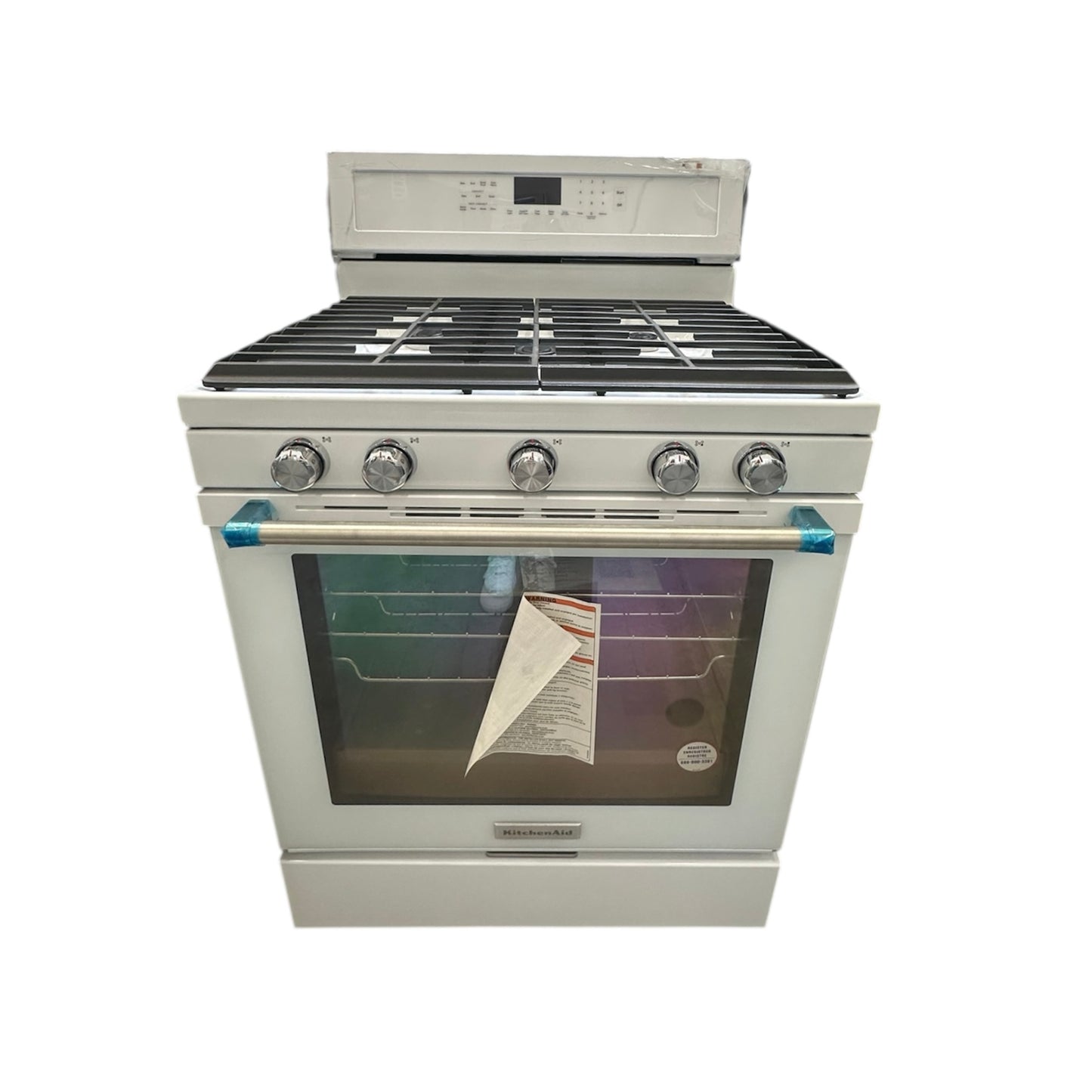 KitchenAid - KFGG500EWH - 30” 5-Burner Gas Convection Range