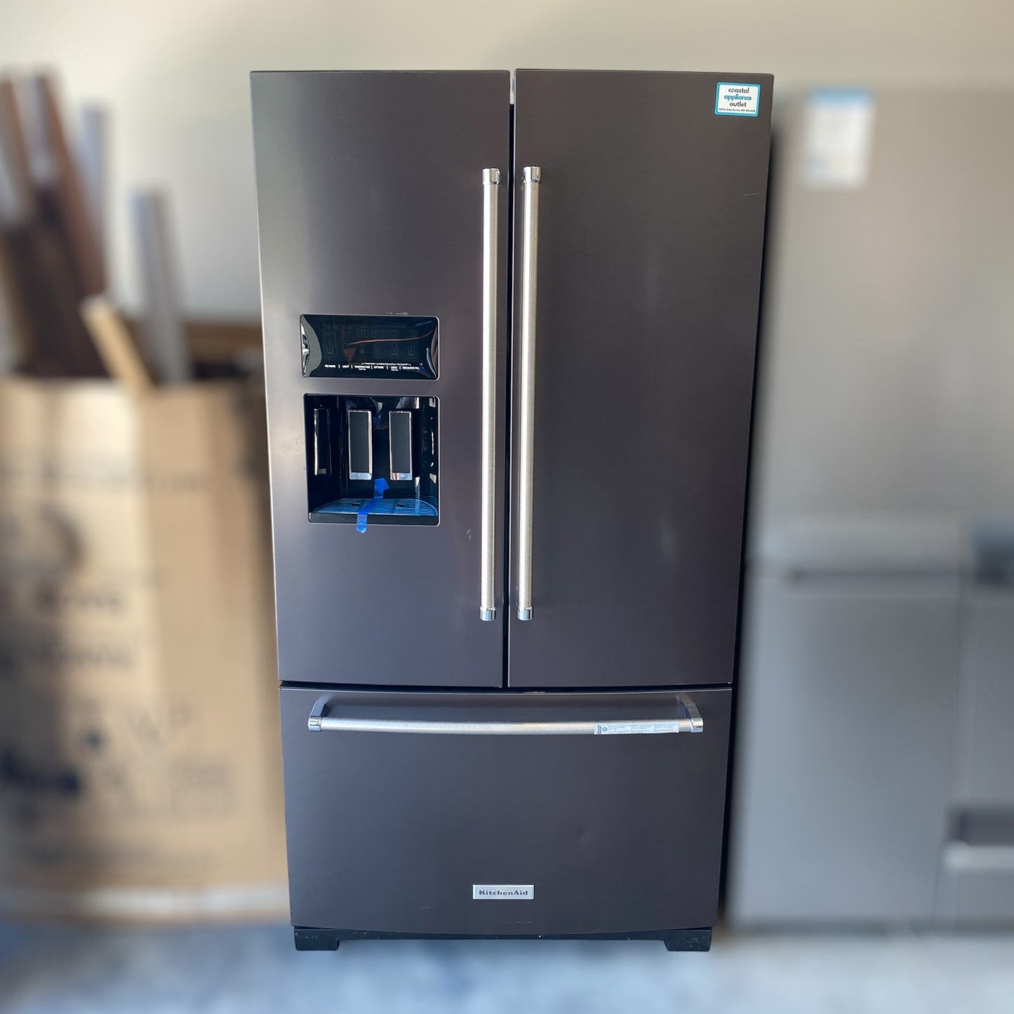 KitchenAid - KRFF577KBS - 26.8 Cu. Ft. Standard-Depth French Door Refrigerator with Exterior Ice and Water Dispenser