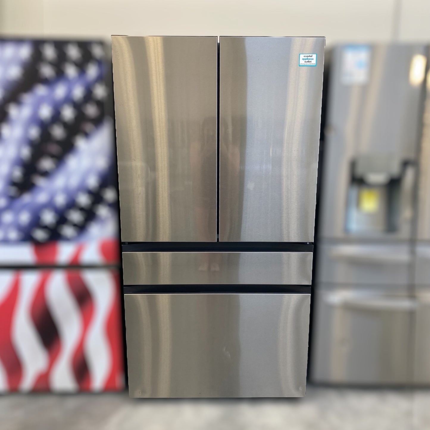 Samsung - RF70F29DERAA - 29 Cu Ft Bespoke 4‑Door French‑Door Refrigerator with Inner Beverage Center™ & FlexZone™ Drawer