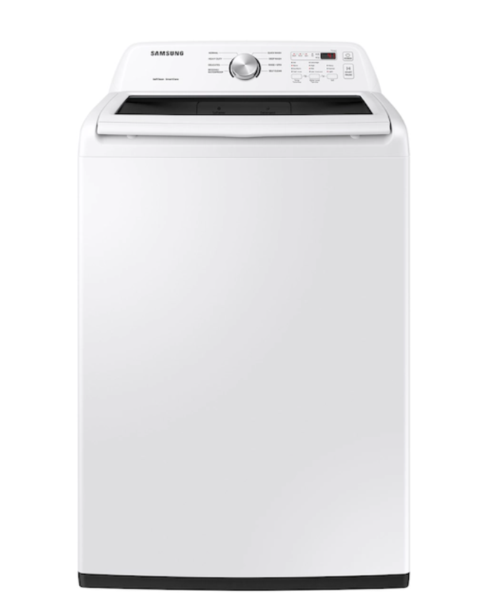 New, In Box: Samsung 4.5 cu. ft. Top Load Washer with Vibration Reduction Technology+ in White - WA45T3200AW