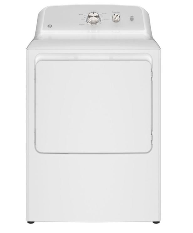 New, In Box: GE® 7.2 cu. ft. Capacity Electric Dryer with Up To 120 ft. Venting and Reversible Doo r- GTD38EASWWS