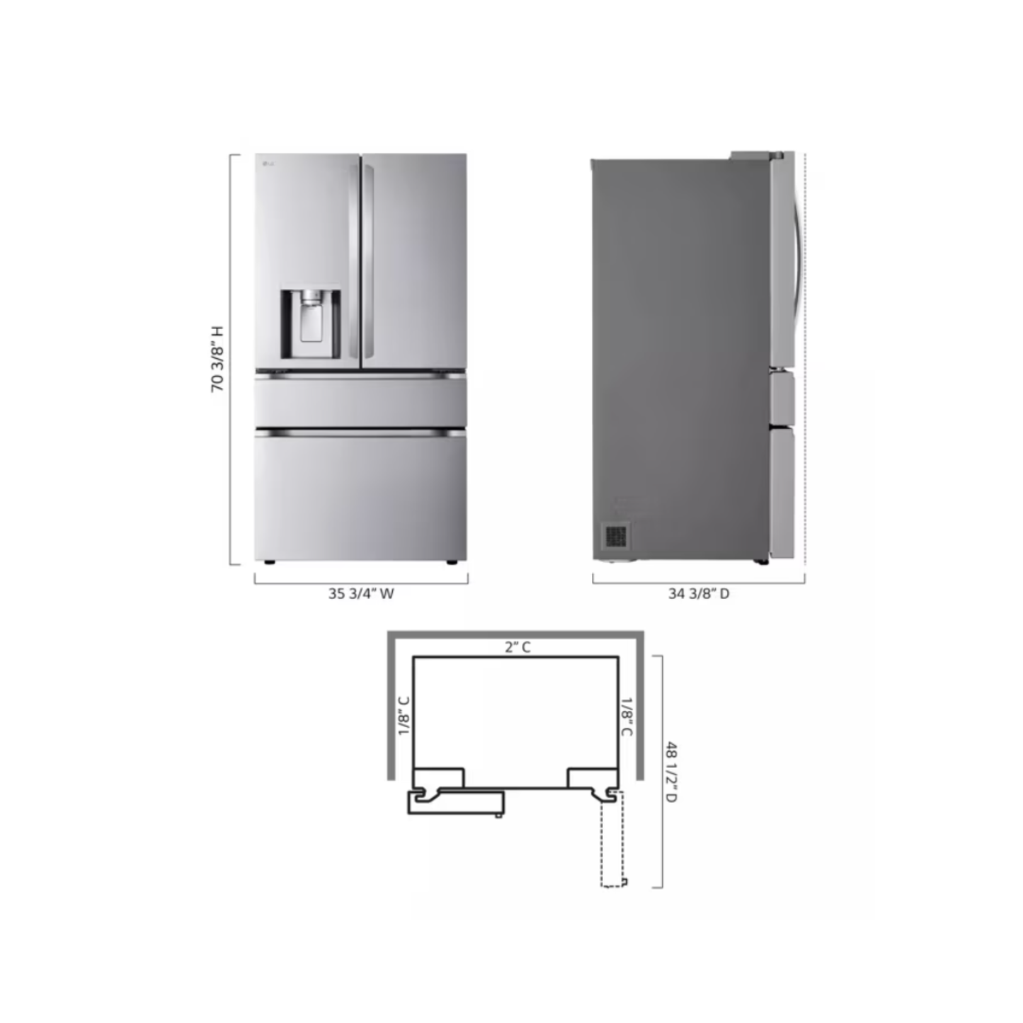 LG - LF29H8330S - 29 cu. ft. Smart Standard-Depth MAX™ 4-Door French Door Refrigerator with Full-Convert Drawer (Scratch & Dent)