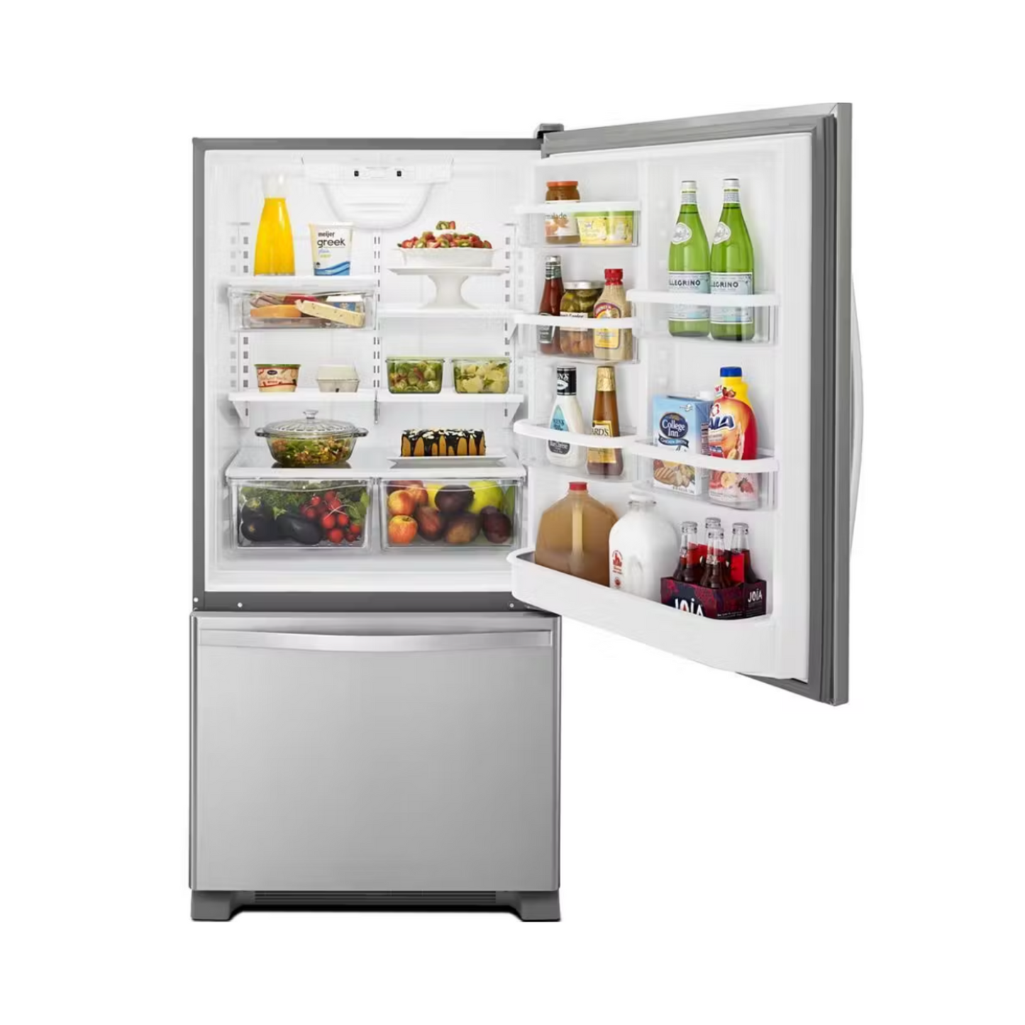 Whirlpool - WRB322DMBM – 22.1 Cu. Ft. Bottom-Freezer Refrigerator (Stainless Steel)