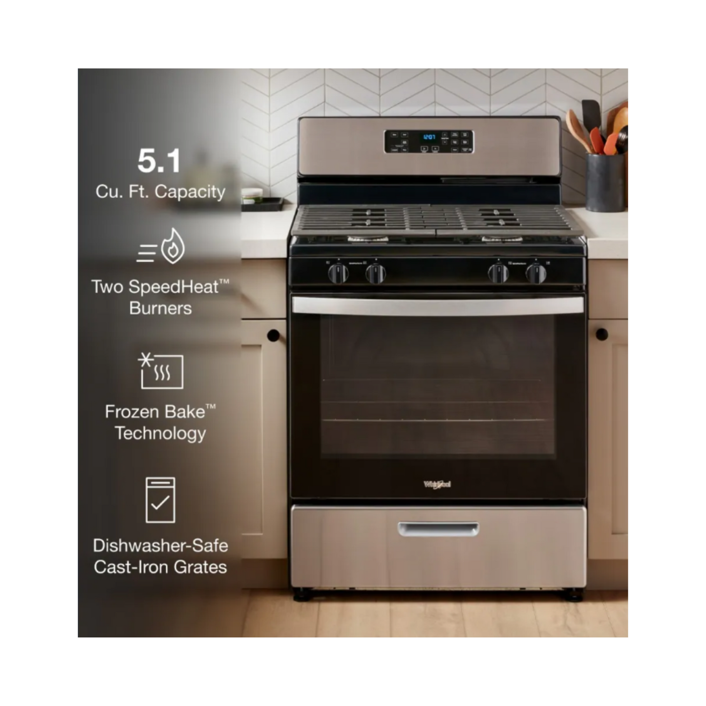 Whirlpool - WFG320M0MS - 5.1 cu.ft. Free-Standing Gas Range with Broiler Drawer