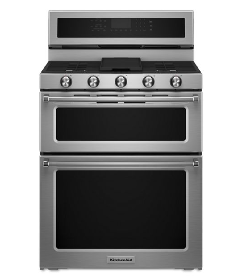 KitchenAid 30-Inch 5 Burner Gas Double Oven Convection Range - 44CAO875 - KFGD500ESS
