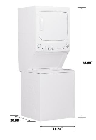 GE- GUD27ESSMWW -  27 Inch Electric Laundry Center - White