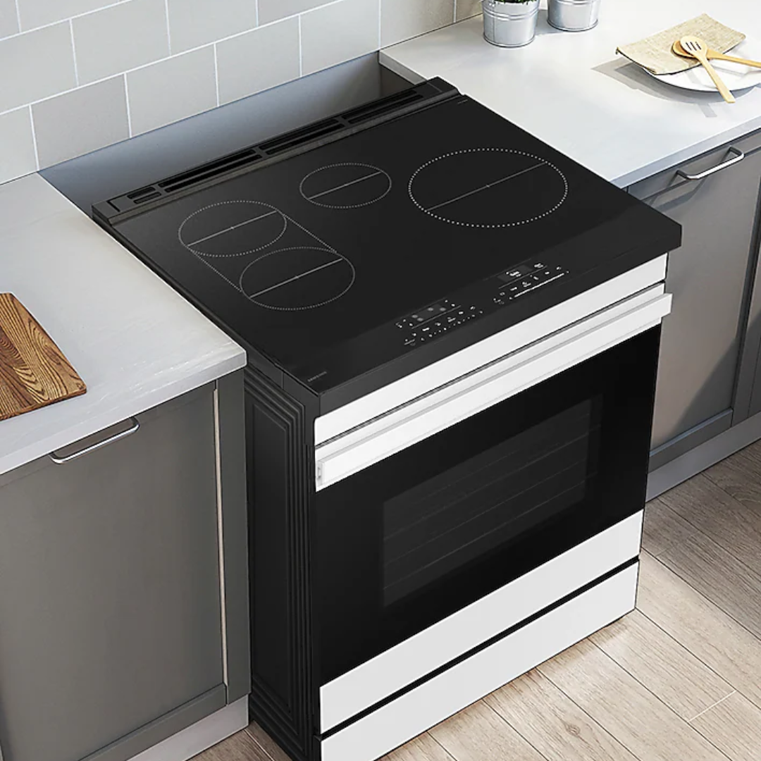 New, Open Box: Samsung Bespoke 6.3 cu. ft. Smart Slide-In Induction Range with Anti-Scratch Glass Cooktop in Stainless Steel - 164CAO566