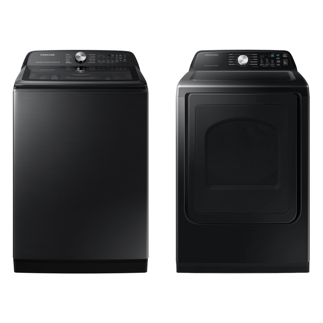 Samsung 5.2 cu. ft. Top Load Washer & Samsung 7.4 cu. ft. Smart Electric Dryer - 183CAO330 & 208CAO314 - WA52DG5500AVUS & DVE47CG3500VA3