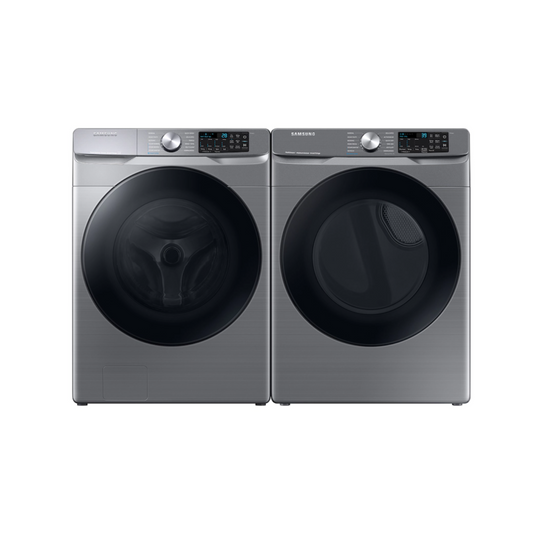 Samsung -  WF45B6300AP - 4.5 cu. ft. Large Capacity Smart Front Load Washer with Super Speed Wash in Platinum & DVE45B6300P - 7.5 cu. ft. Smart Electric Dryer with Steam Sanitize+ in Platinum
