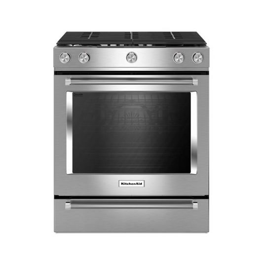 KitchenAid - KSGG700ESS - 30” 5-Burner Gas Slide-In Convection Range