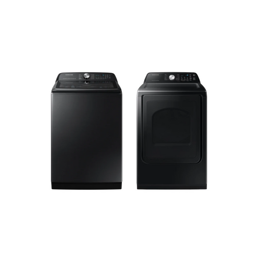 Samsung - WA52DG5500AVUS – 6.0 Cu. Ft. Smart Top Load Washer with Super Speed Wash and Active WaterJet & Samsung -  DVE47CG3500VA3 – 7.4 Cu. Ft. Smart Electric Dryer with Sensor Dry