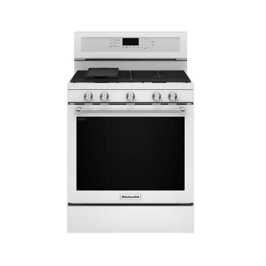 KitchenAid - KFGG500EWH - 30” 5-Burner Gas Convection Range
