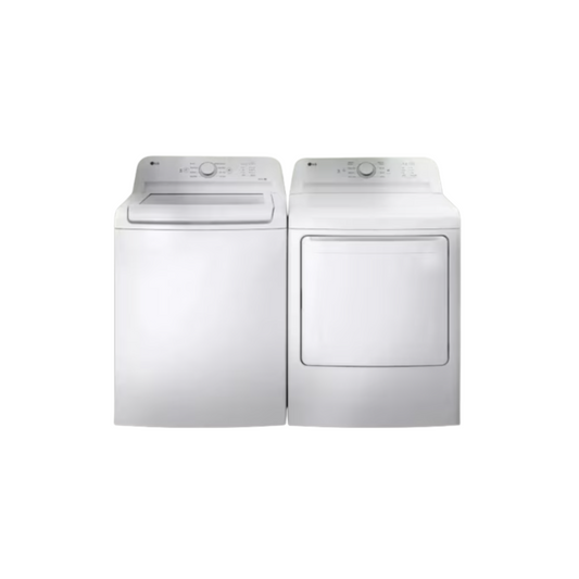 LG - WT6105CW - 4.1 cu. ft. Top Load Washer with 4-Way Agitator® & DLE6100W - 7.3 cu. ft. Ultra Large Capacity Rear Control Electric Energy Star Dryer with Sensor Dry